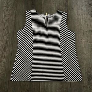 Talbots Striped V-Neck Back Zip Sleeveless Blouse Size Medium
